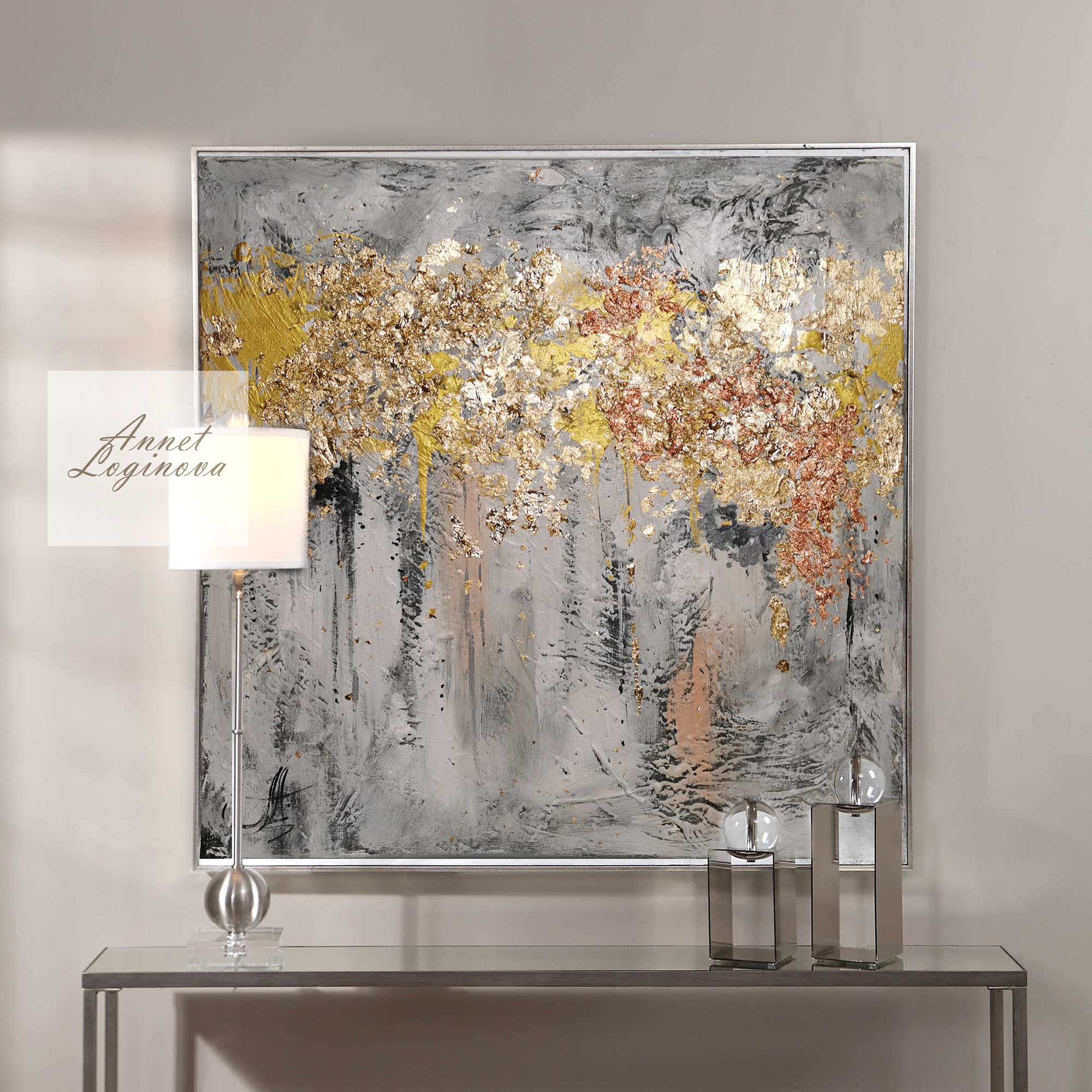 Gold Abstract Canvas Art, Fall Wall Art, Original Abstract Painting ...