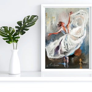 Ballerina Painting print, Ballet Dancer painting, Boho Inspired Ballerina Art, Ballet print on canvas, Dancing on Air Canvas