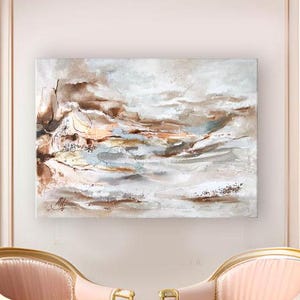 Beige Abstract painting, Gold Texture Painting, Neutral Wall Art, Soft Wall Art