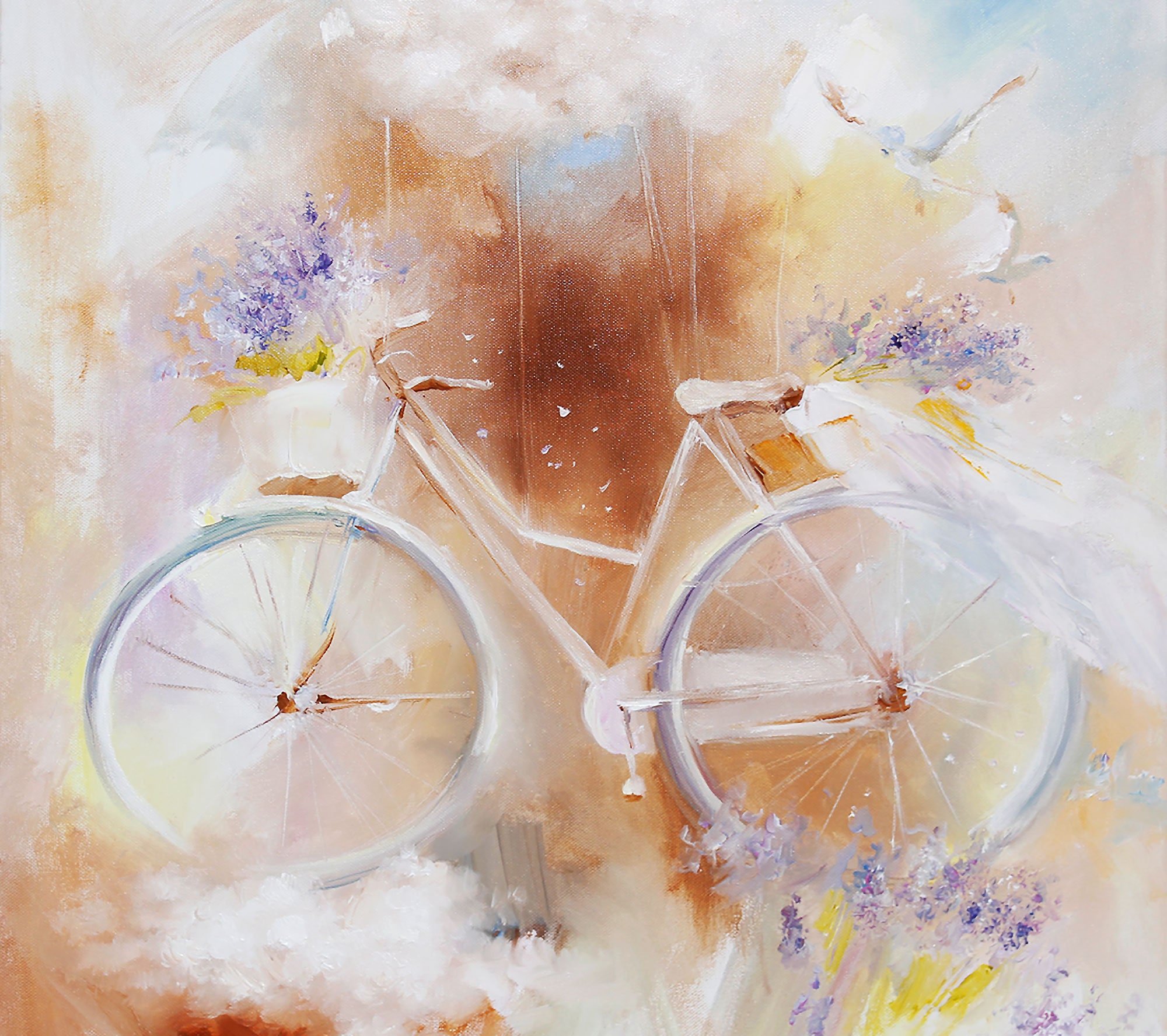 bicycle with flowers wall art