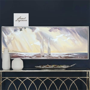 Above bed art, Seascape painting, Large canvas art