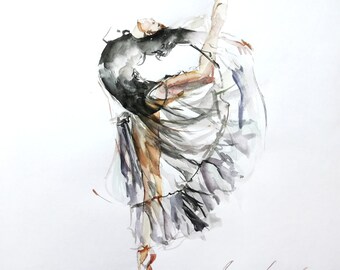 Ballerina wall art, Dance painting, Ballet painting, Asian woman drawing, Dance girl painting