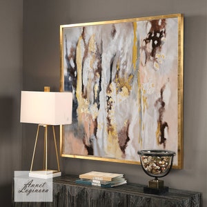 Gold framed abstract painting, Gold Leaf Canvas art, Large Canvas Art, Abstract Wall Art,  Golden painting, Textured Wall Art