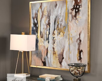 Gold Leaf Abstract Painting: Textured Canvas Wall Art