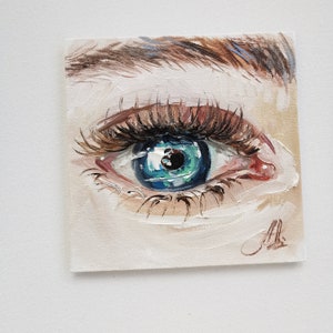 Eye painting on canvas mini oil painting