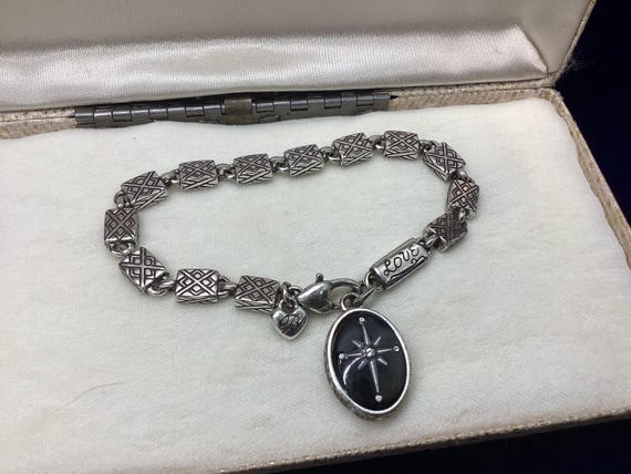 Retired 1990s Brighton "Love" Compass Charm Bracelet