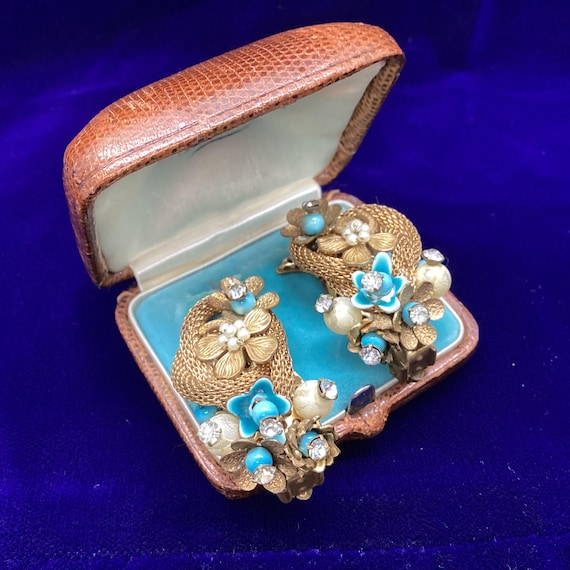 Vintage Unsigned MIRIAM HASKELL Turquoise Floral … - image 1