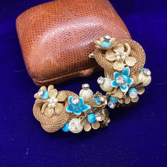 Vintage Unsigned MIRIAM HASKELL Turquoise Floral … - image 2