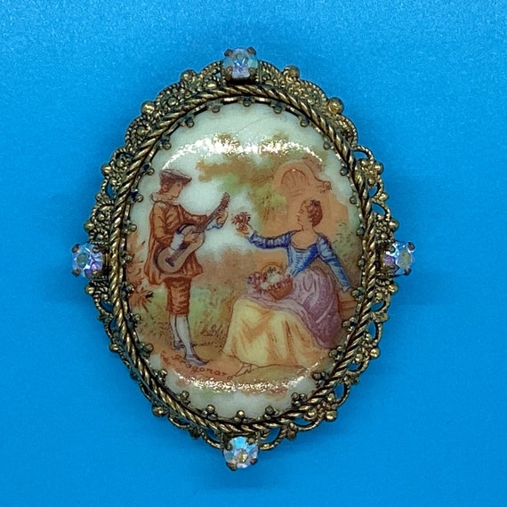 Vintage 1950’s Signed Fragonard/Limoges Cameo Bro… - image 1