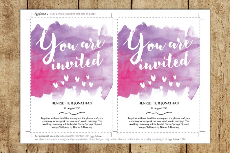Printable Wedding Invitation Set PDF Instant Download Save The Date Card Wedding Invitations Editable RSVP Card Invitation Suit Pink