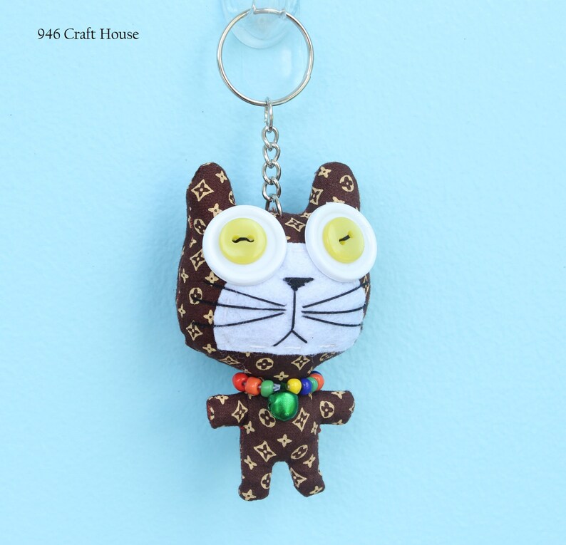 Cat keychain / fabric cat keychain / big head cat / big eyes Etsy