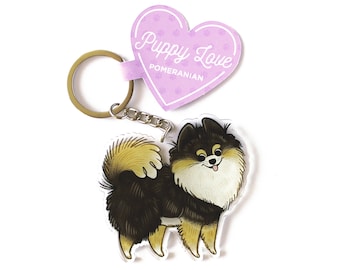 Puppy Love Acrylic Key Ring - Pomeranian