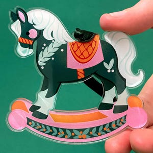 Ornamentos de Natal de acrílico festivos de cavalo de balanço