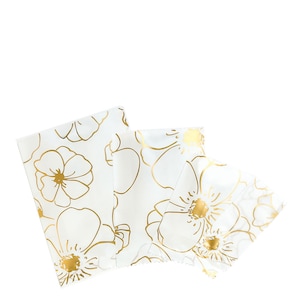 C144-06 - QQ Studio White and Gold Treat Bags, Heat Seal Plastic Bags for Party Favors, Empty Candy Wrappers (Pack of 100/200)