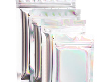 QQ Studio Resealable Holographic Bags, Small Waterproof Jewelry Bag, Glossy QuickQlick Bag (100 Bags Per Packs)