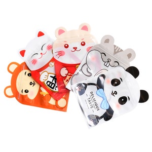 QQ Studio Safari Animal Decoration Jungle Party Bags Favor Pouches with Zipper for Candy and Treats (100 Bags/Pack)