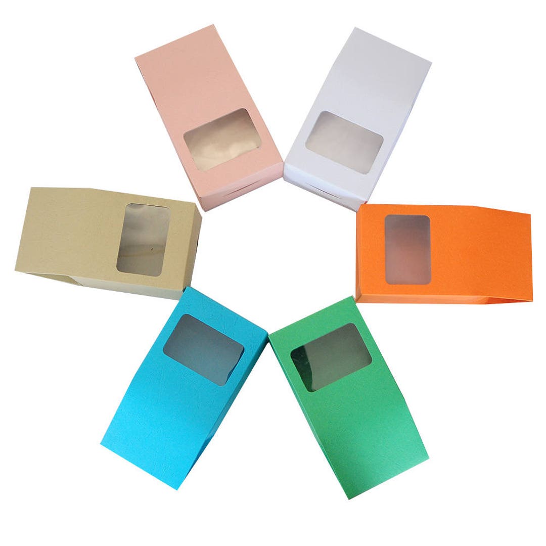Paperboard Color Box C401- 10x Tall Colored Paper Board Box W/ Clear Window Display Toy ...