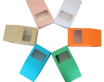 C401- 10x Tall Colored Paper Board Box w/ Clear Window Display Toy Wedding Birthday Favor Gift Box