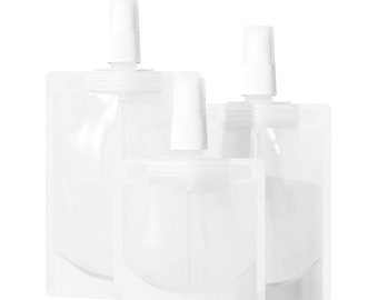 C4432 – Translucent Frost Refillable Serum Pump Bottle Travel Size Toiletries Stand Up Pouch for Beauty Skincare Makeup Foundation Product