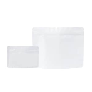 May include: Two clear plastic resealable bags with zippers. The larger bag is lying flat and the smaller bag is standing upright.