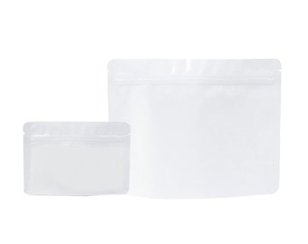 Q3301 – 100 bolsas de Mylar resistentes, sellables al calor, con cierre de cremallera y esquinas redondeadas, para almacenar alimentos, con soporte de color horizontal, brillante y de doble cara.