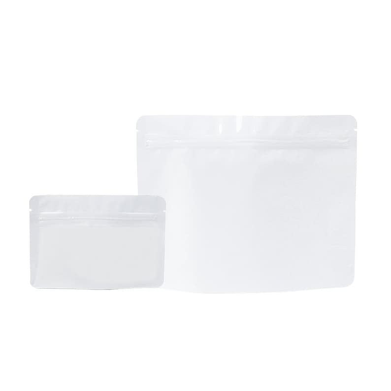 May include: Two clear plastic resealable bags with zippers. The larger bag is lying flat and the smaller bag is standing upright.