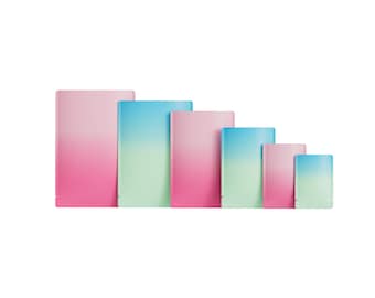 Pack of 100 Flat Matte Double-Sided Ombre Gradient Color Open Bottom Fill Packaging Bags with Tear Notch for Beauty, Food, Snacks
