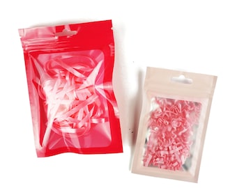 QQ Studio Matte and Glossy Pink Packaging Bags, Windowed Zipper Seal Bags with Hang Hole, Favor Bags (100 Bags/Pack)
