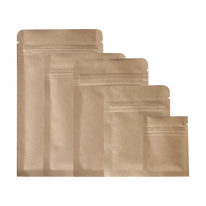 C218- QQ Studio Lot de 100 sacs plats créatifs double face kraft brun double face thermoscellables QuickQlick™ avec encoche pour déchirer