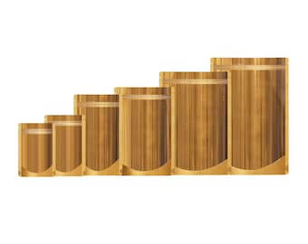 Transparante en gouden opstaande hersluitbare verpakkingszakken met ritssluiting voor gevriesdroogde snoepjes, Beauty Squeeze Melt-verpakking (meerdere stuks)