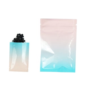 C152-251 - QQ Studio Farbverlaufsbeutel in Blau und Rosa, Pastellverpackungsbeutel für Lipgloss und Wimpern (100 Beutel / Packung)