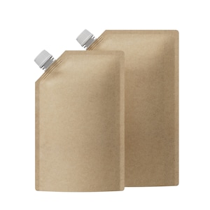 C4420 - 50 Braune Kraft Flaschen Beutel mit Eck-Drehverschluss Standbeutel für Getränke, Bubble Tea