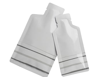 C137-08 - QQ Studio White Foil Packaging Bags, Moisturizer Sample Bags, Heat Seal Lotion Bags for Cosmetics