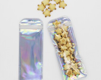 C2277-76 – Clear & Holographic Mylar Resealable Stationary Beauty Packaging Bags with Butterfly Hang Hole (100 Bags/Pack)