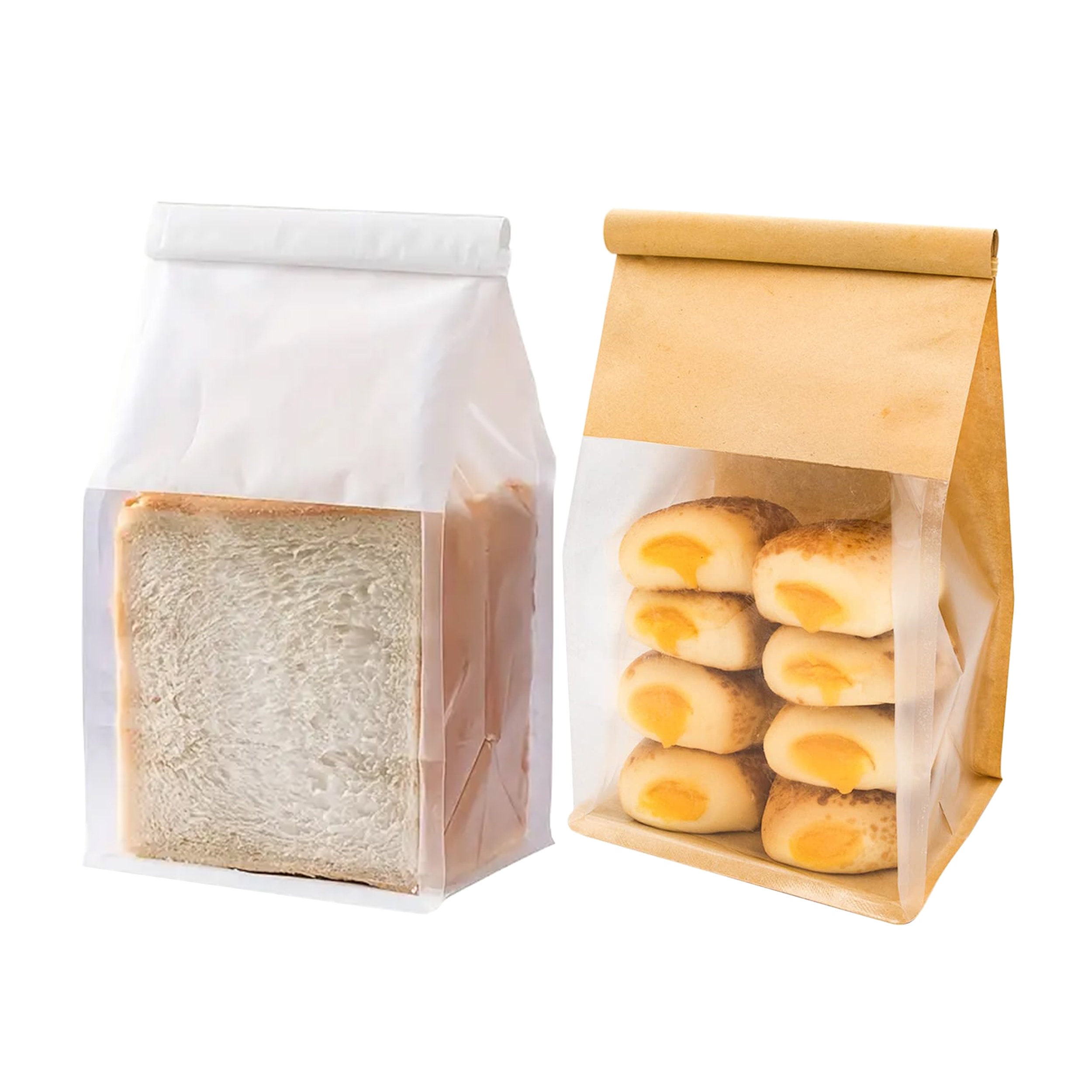 C1174 – 50 Kraft Paper Bakery Tin Tie Bags With Clear Window and