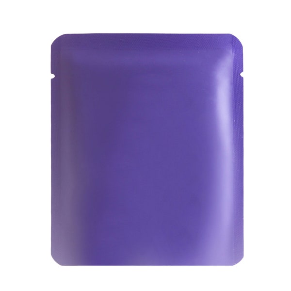 C119-40 - QQ Studio Purple Matte Foil Packaging Bags, Open Top Pouches, Smell Proof Heat Seal Bags 4 Inch x 4.75 Inch