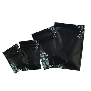 C258-03A QQ Studio Midnight Garden Black Foil Party Bags, Smell Proof Snack Bags for Parties and Birthdays