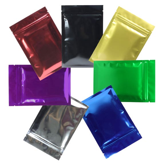 2.4x3.5/" 100 Glossy Royal Blue Flat Aluminum Mylar Foil Zip Lock Bags 6x9cm