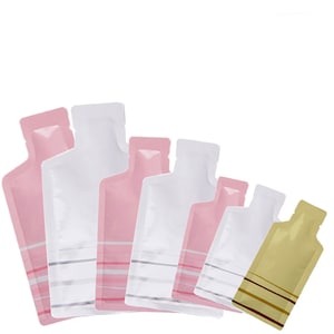 C137-Glossy Color Open-Bottom Protective Aluminum Open-Bottom Storage Pouch for Lotion, Cream and other Beauty Essentials (Pack of 100 Bags)