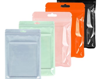 C268 QQ Studio Clear & Color Flat Resealable Zipper Pouch for Small Accessories Holding, Party Favors