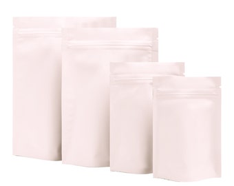 C302-50 QQ Studio Pink Resalable Treat Baggies, Food Safe Snack Bags, Stand Up Cookie Favor Bags with Zipper