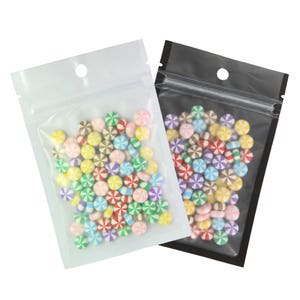 C212- フラットフロスト透明/カラーポリプラスチック再封可能バッグ（丸型吊り下げ穴付き、100袋/パック）