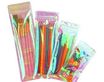 C257 - QQ Studio Clear Holographic QuickQlick™ Packaging Bags with Zipper Seal for Craft Supplies and Accessories (100 Bags/Pack)