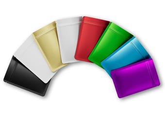 Q2203 – 100 Double Sided Matte Colored Metallized Foil Flat Resealable Zip Pouch with Rounded Corner