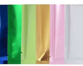 C103- Bolsas de belleza QQ Studio de tamaño muestra, mate o brillante, de doble cara, con cierre de apertura fácil (200 bolsas/paquete)
