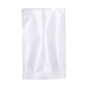May include: A clear plastic food storage bag with a smooth, shiny surface.
