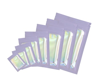 C267-41 QQ Studio Holographic Purple Bag, Window Packaging with Zipper Seal, Beauty Bag with Tear Notch