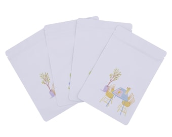 100 sacs en mylar blanc mat avec peinture relaxante pour cadeaux et produits alimentaires