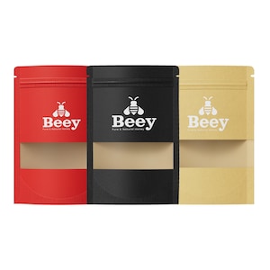 100 benutzerdefiniertes Logo-Design Einfarbiger einseitiger Druck Food Grade laminiertes Kraftpapier Standbeutel-Reißverschlussbeutel mit Fenster (C328)