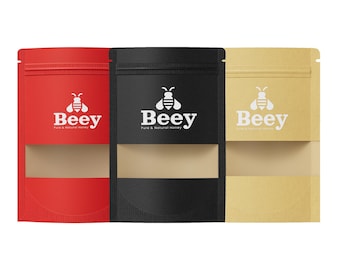 100 Custom Logo Design One Color Single Sided Printing Food Grade Laminated Kraft Paper Stand Up Pouch Zipper Seal Bags with Window (C328)